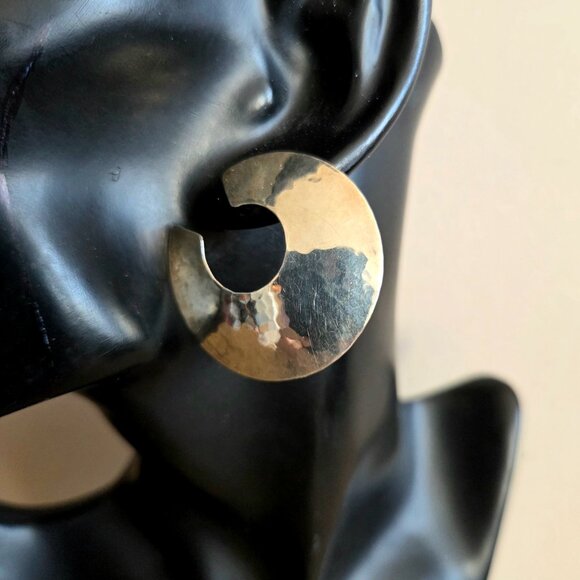 Sterling silver silver wide loops earrings. - Picture 1 of 6